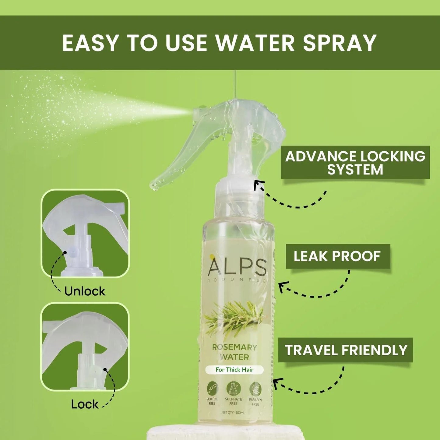 Alps Rosemary Water, Hair Spray For Regrowth super saver pack of 3